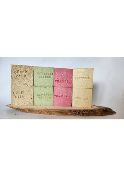 Doğal Üretim Sabunu Karışık (Çörekotu-Çay Ağacı-Yılan Otu-Sarımsak) 8'li Set
