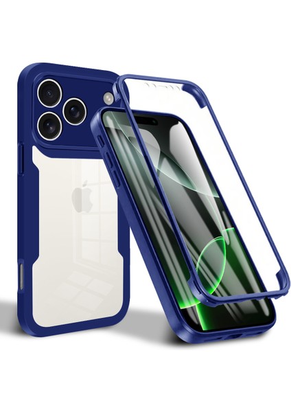 iPhone 17 Pro Için Koruyucu Kılıf, Dahili Ekran Koruyucu, 360 Derece Tam Koruma, Mavi Telefon Kılıfı (Yurt Dışından)