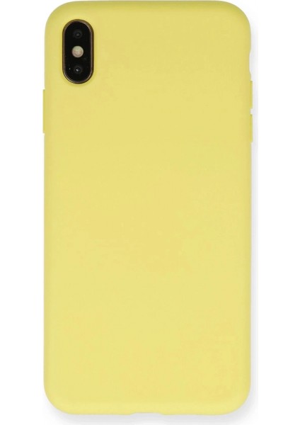 iPhone Xs Max Kılıf Nano Içi Kadife Silikon - Mat Sarı (K95)