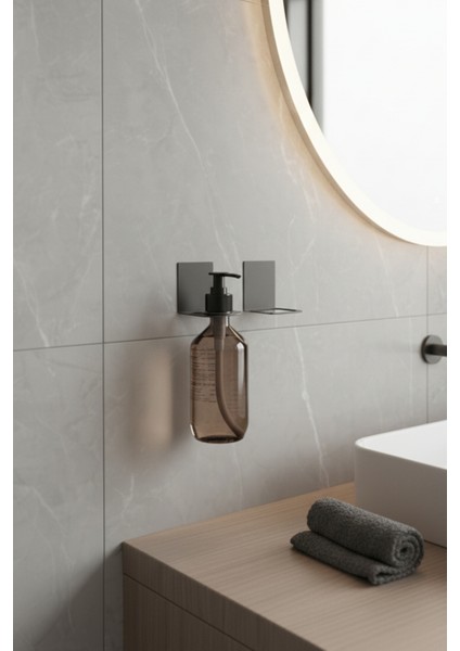 Metal Sıvı Sabunluk Tutucu Banyo ve Mutfak Duvar Tipi Matbanyo Organizer