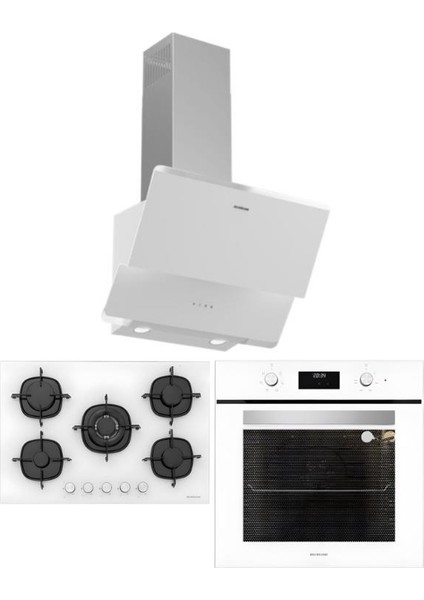Beyaz Ankastre Set (CS5801E7W01 OCAK/S2-BO6502W02 FIRIN/3490 Oslo Davlumbaz)
