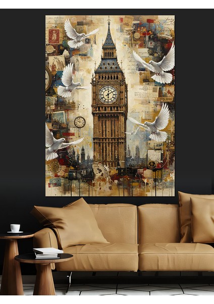 Big Ben Saat Kulesi Dekoratif Kanvas - Mdf Ahşap Tablo