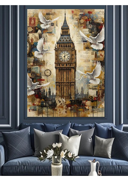 Big Ben Saat Kulesi Dekoratif Kanvas - Mdf Ahşap Tablo fırsatları