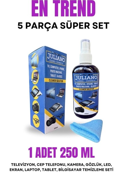 5 Parça: 250ML TV-Telefon Sprey+Deri Kılıf+30ML Gözlük Sprey+Sporcu İpi+ Mic. Gözlük Bez fiyatları