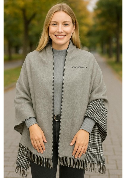 Yünlü Şal – Çift Taraflı Ekose Desenli Kalın Kışlık Şal