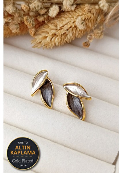 Vintage Altın Kaplama Yaprak Küpe Çok Çeşitli Taşlarla Kadınlar İçin Modern Tasarım