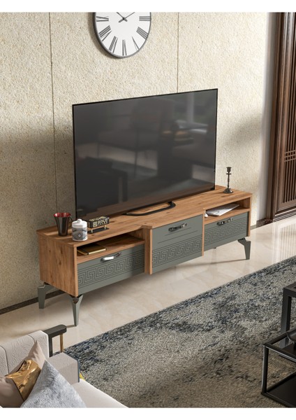 Tv Sehpası Tv Ünitesi 160 cm Atlantik Çam Antrasit Mistral 5071
