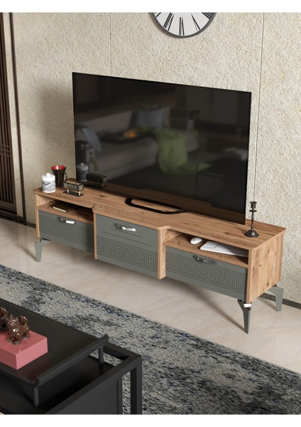 Tv Sehpası Tv Ünitesi 160 cm Atlantik Çam Antrasit Mistral 5071 fiyatları