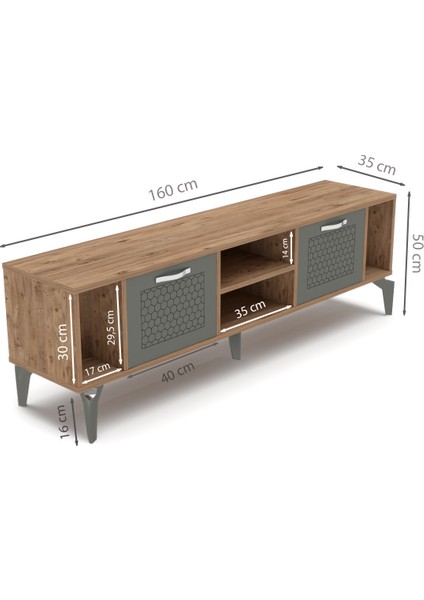 Tv Sehpası Tv Ünitesi Atlantik Çam Antrasit Gümüş 160 cm Linya 5041 modelleri