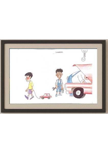 Derkaoui 29X21CM Orijinal Karikatür Tablo