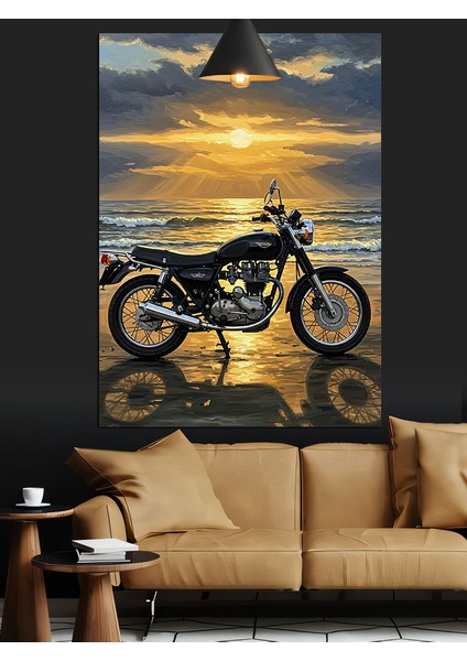 Deniz, Kumsal ve Siyah Retro Motor Dekoratif Kanvas - Mdf Ahşap Tablo fırsatları