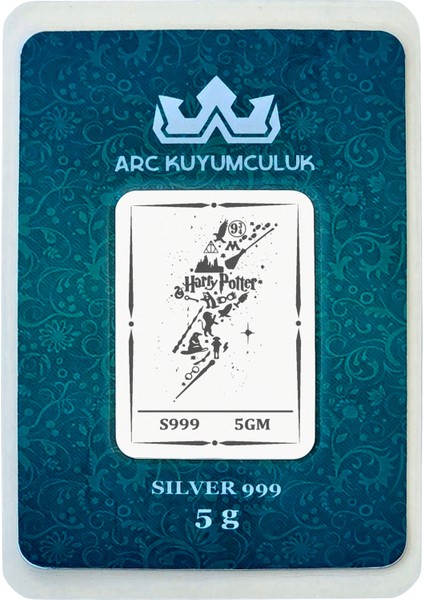 999 Ayar Gümüş ile Tasarlanmış Harry Poter Temalı Hediyeye Özel 5 Gram Gümüş Külçesi-729
