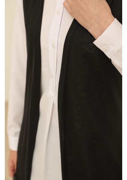 Sade Ince Basic Uzun Yelek Büyük Beden Yelek Tesettür Yelek 8765-01 Siyah indirimleri