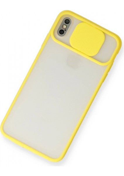 iPhone x Kılıf Palm Buzlu Kamera Sürgülü Silikon - Sarı (K95) modelleri