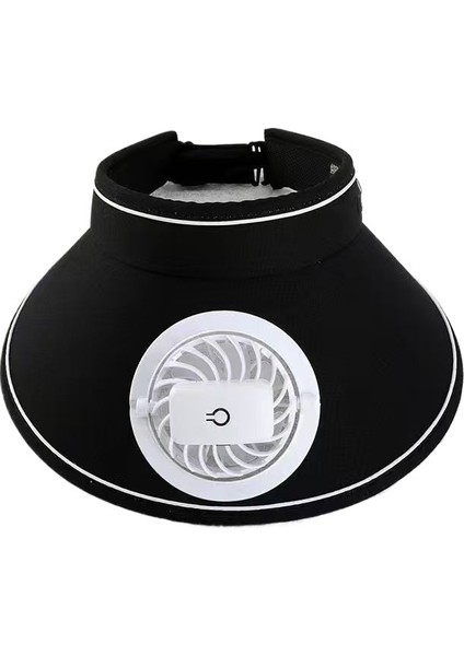 Kadınlar Için Yazlık Güneşlik Şarj Edilebilir Fan Şapka Büyük Siperlikli Anti-Ultraviyole Boş Üst Güneş Şapkası (Yurt Dışından)