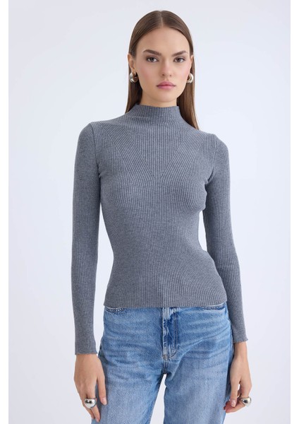 Balıkçı Yaka Uzun Kol Triko Bluz