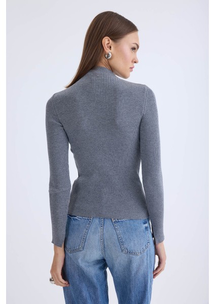 Balıkçı Yaka Uzun Kol Triko Bluz