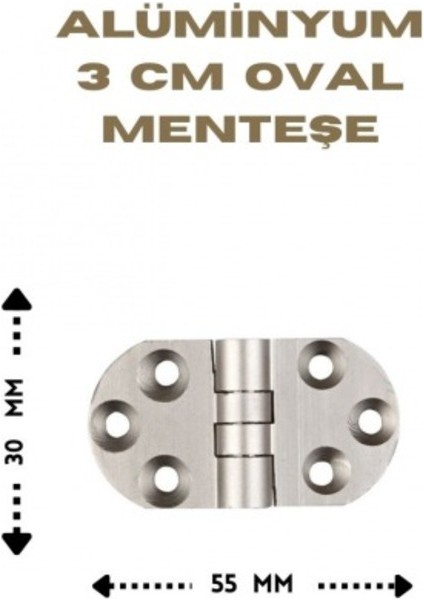 Alüminyum 3 cm Oval Menteşe (30X55X2 Mm) | Paslanmaz, Dayanıklı ve Estetik Tasarım