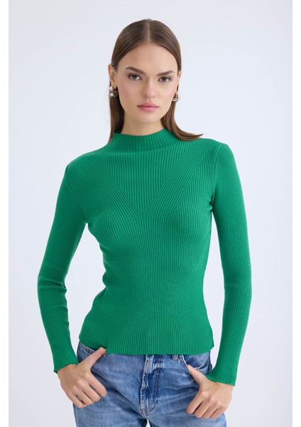 Balıkçı Yaka Uzun Kol Triko Bluz