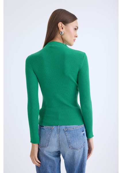 Balıkçı Yaka Uzun Kol Triko Bluz