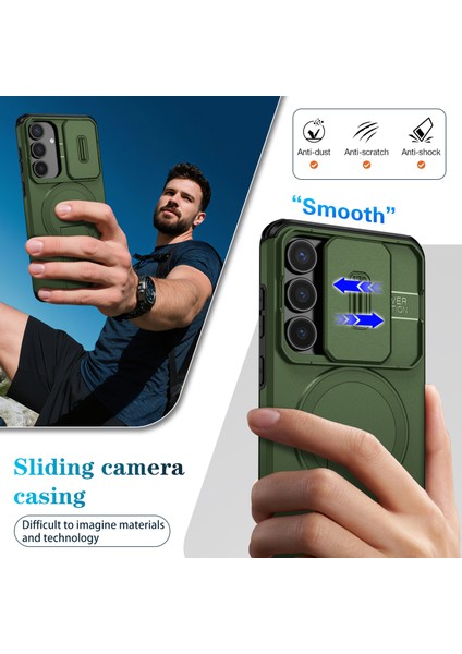 Samsung Galaxy S25 Fe Için Manyetik Kılıf, Kayar Kamera Korumalı Çift Katmanlı Darbeye Dayanıklı Telefon Kılıfı, Ayarlanabilir Stand, Yeşil (Yurt Dışından) fırsatları