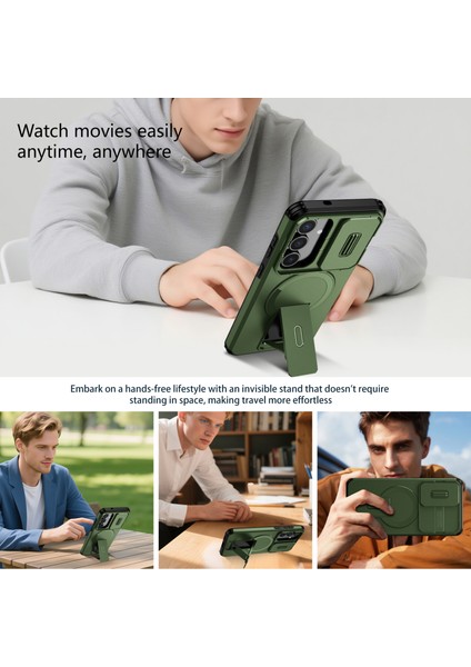 Samsung Galaxy S25 Fe Için Manyetik Kılıf, Kayar Kamera Korumalı Çift Katmanlı Darbeye Dayanıklı Telefon Kılıfı, Ayarlanabilir Stand, Yeşil (Yurt Dışından) indirimleri