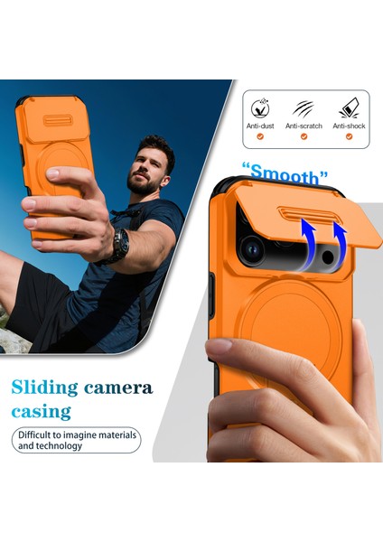 iPhone 17 Pro Için Manyetik Kılıf, Kayar Kamera Korumalı Çift Katmanlı Darbeye Dayanıklı Telefon Kılıfı, Ayarlanabilir Stand, Turuncu (Yurt Dışından) fırsatları