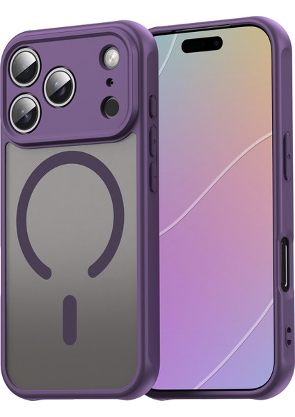 iPhone 17 Pro Için Manyetik Kılıf, Yarı Saydam Mat Arka, Kamera Korumalı Darbeye Dayanıklı Telefon Kılıfı, Mor (Yurt Dışından)