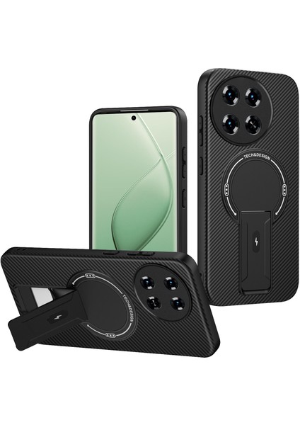 Tecno Spark 30 Pro 4g Için Manyetik Kılıf, Karbon Fiber Tasarımlı Tpu Hibrit Telefon Kılıfı ve Stand, Siyah (Yurt Dışından)