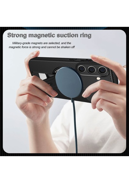 Samsung Galaxy S24+/S25+ Için Standlı Manyetik Karbon Fiber Tasarım Tpu Hibrit Telefon Kılıfı, Kahverengi (Yurt Dışından) fırsatları