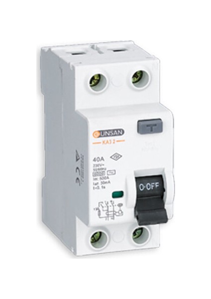 Günsan Kaçak Akım Koruma Anahtarı 6 kA 1P+N 300 mA 40A
