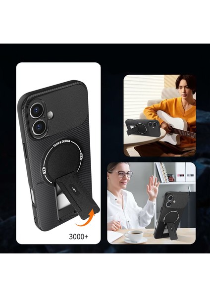 iPhone 16 Plus Için Manyetik Kılıf, Karbon Fiber Tasarım, Standlı Tpu Hibrit Telefon Kılıfı, Mor (Yurt Dışından) fiyatları
