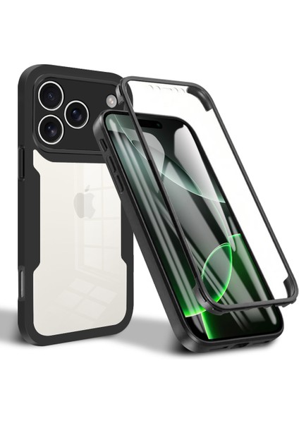 iPhone 17 Pro Için Koruyucu Kılıf, Dahili Ekran Koruyucu, 360 Derece Tam Koruma, Siyah Telefon Kılıfı (Yurt Dışından)