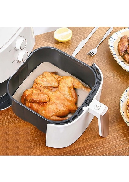 150 Adet Air Fryer Pişirme Kağıdı Tek Kullanımlık Hava Fritöz Yağ Geçirmez Yapışmaz Gıda Pişirme Kağıdı Delikli Kare Model indirimleri