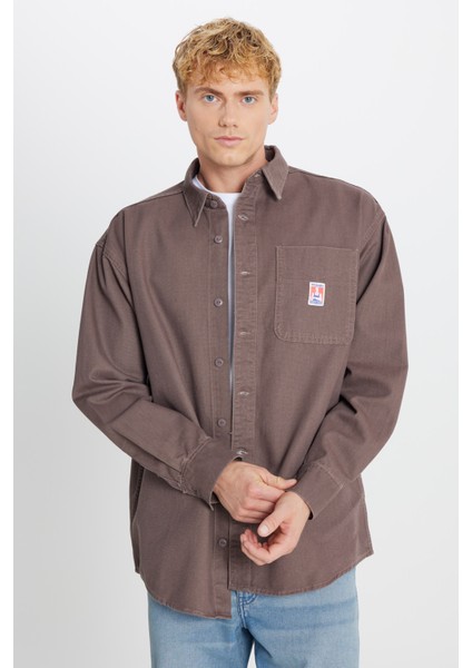 %100 Pamuk Oversize Gömlek Yaka Cepli Ceket