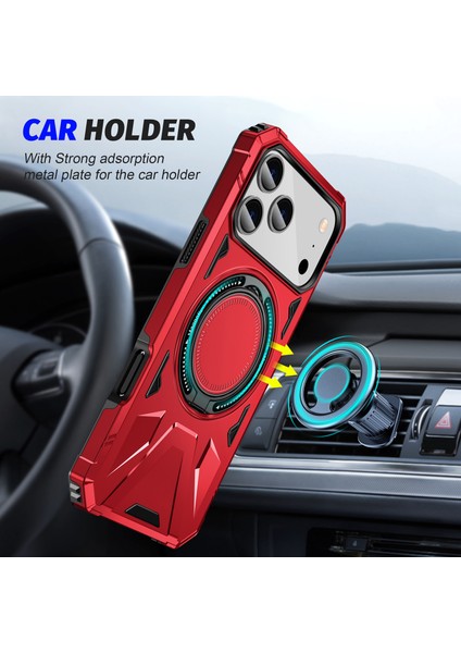 iPhone 17 Pro Max Için Magsafe ile Uyumlu Kılıf, Çift Katmanlı Sağlam Koruyucu Kılıf, Manyetik Halka Standı Kırmızı (Yurt Dışından) fiyatları