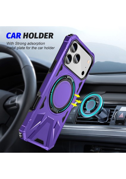 iPhone 17 Pro Için Magsafe ile Uyumlu Kılıf, Çift Katmanlı Sağlam Koruyucu Kılıf, Manyetik Halka Stand, Mor (Yurt Dışından) fiyatları