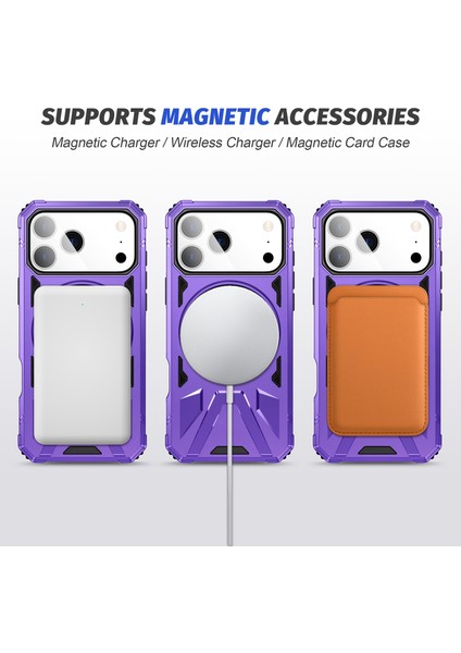 iPhone 17 Pro Için Magsafe ile Uyumlu Kılıf, Çift Katmanlı Sağlam Koruyucu Kılıf, Manyetik Halka Stand, Mor (Yurt Dışından) fırsatları