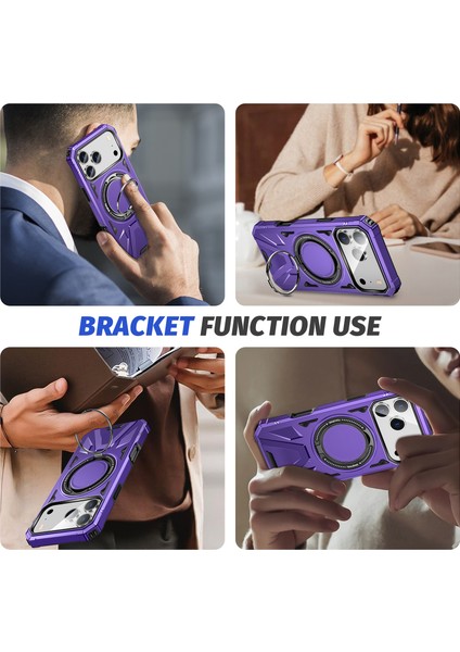iPhone 17 Pro Için Magsafe ile Uyumlu Kılıf, Çift Katmanlı Sağlam Koruyucu Kılıf, Manyetik Halka Stand, Mor (Yurt Dışından) indirimleri
