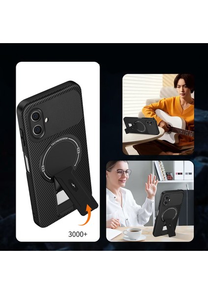 Samsung Galaxy A07 4g Için Manyetik Kılıf, Standlı Karbon Fiber Tasarımlı Tpu Hibrit Telefon Kılıfı, Gri (Yurt Dışından) fiyatları