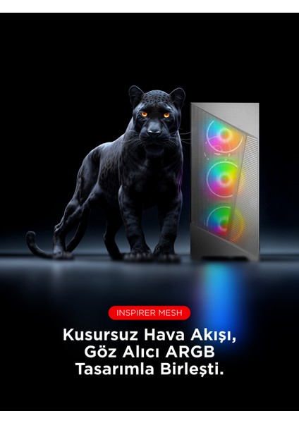 Inspirer Mesh Beyaz 4X120MM Argb Fanlı 650W 80Plus Midt- Atx Gaming Oyuncu Kasası indirimleri