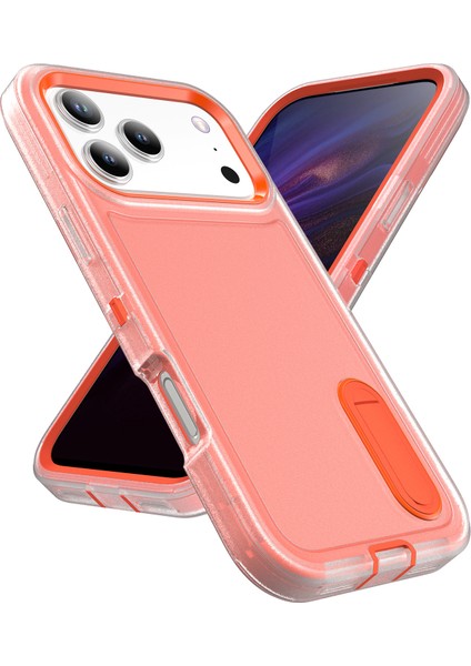 iPhone 17 Pro Hybrid Için Kılıf, Üç Katmanlı Sağlam Darbeye Dayanıklı Ağır Hizmet Tipi Koruyucu Kılıf ve Stand, Turuncu (Yurt Dışından)