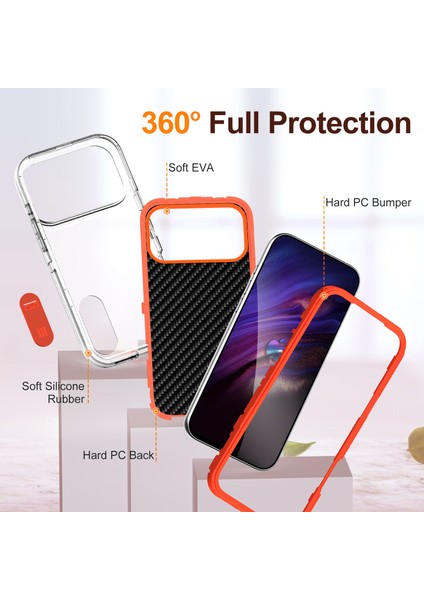 iPhone 17 Pro Hybrid Için Kılıf, Üç Katmanlı Sağlam Darbeye Dayanıklı Ağır Hizmet Tipi Koruyucu Kılıf ve Stand, Turuncu (Yurt Dışından) modelleri