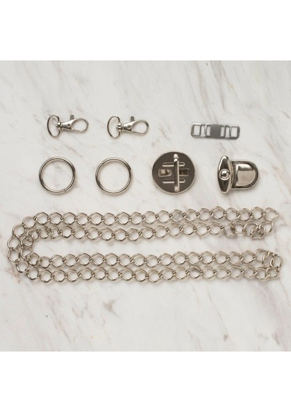 Loren Çanta Aksesuar Seti Gümüş