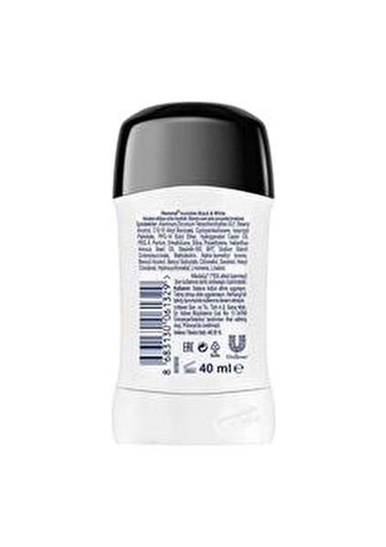 Kadın Stick Deodorant Invisible Black White 40 ml X2 48 Saat