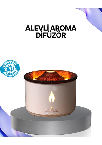 Volkan Efektli Aroma Difüzörü – Sessiz Çalışma, Otomatik Kapanma ve LED Işık