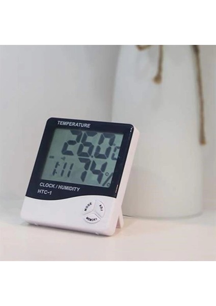 Bebek Odası Masaüstü Dijital Termometre Nem Ölçer Higrometre Saat