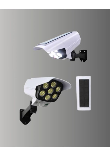 Bfs 77 Led'li Güneş Enerjili Güvenlik Lambası ve Kukla Kamera – Hareket Sensörlü, 2400MAH Pilli fırsatları