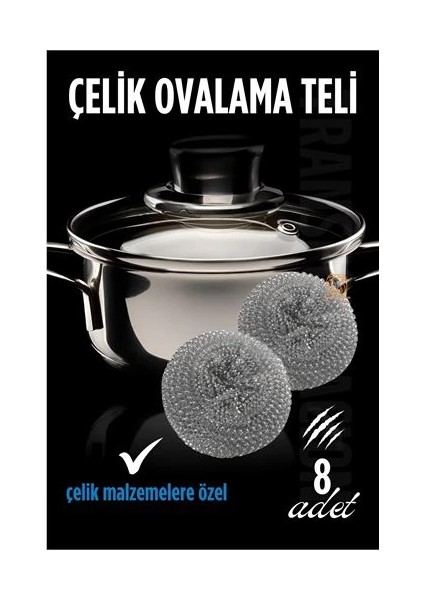 Çelik Bulaşık Ovalama Teli 8 Adet