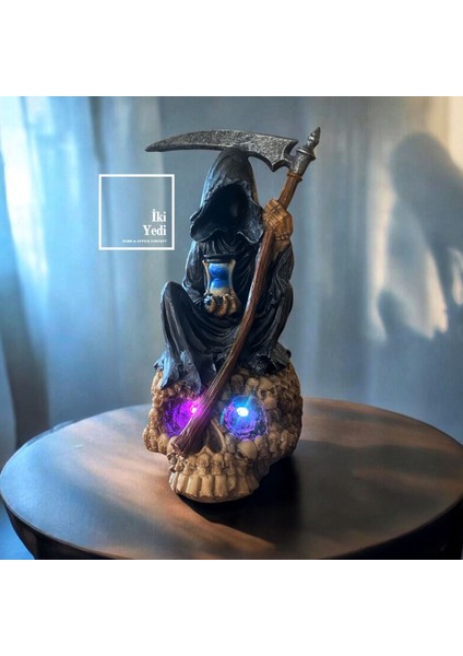 Nazgul LED Işıklı Ölüm Meleği Figürü Fantastik Dekorasyon Kuru Kafa Biblo Koleksiyonluk Heykel